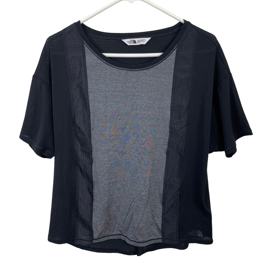 The North Face Womens FlashDry Mesh Paneled‎ Performance Shirt Black Grey Medium